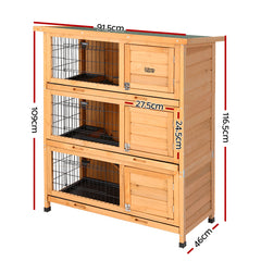 i.Pet Rabbit Hutch Chicken Coop 91.5cm x 46cm x 116.5cm Chicken Coop Large House Cage Run Wooden Outdoor