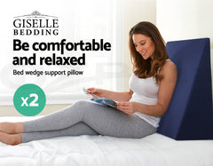 Giselle Bedding Wedge Pillow White & Blue