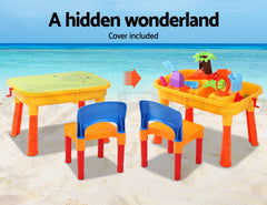 Keezi Kids Sandpit Pretend Play Set Sand Water Table Chair Outdoor Beach Toy