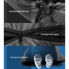 Weisshorn Sleeping Bag Single Thermal Camping Hiking Outdoor Free Delivery