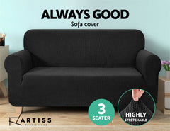 Artiss Sofa Cover Couch Covers 3 Seater High Stretch Black