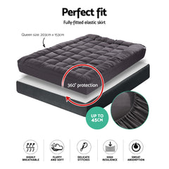 Giselle Bedding Mattress Topper Pillowtop Bamboo Charcoal Queen Free Delivery