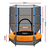Everfit 4.5FT Trampoline for Kids Trampoline w/ Enclosure Safety Net Rebounder Gift Orange