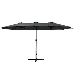 Instahut 4.57m Outdoor Umbrella Beach Pole Garden Tilt Black