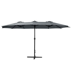 Instahut 4.57m Outdoor Umbrella Beach Pole Garden Tilt Charcoal