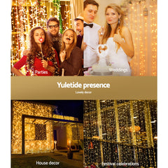3X6M Christmas Lights Curtain Light Warm White 600 LED Jingle Jollys