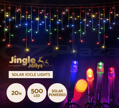 12.5M Christmas Lights Solar Icicle String Light Multi Colour Jingle Jollys