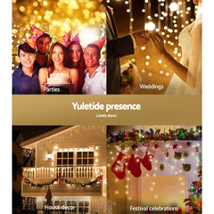 Jingle Jollys 12.5M Christmas Lights Solar Icicle String Free Delivery