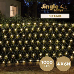 1000 LED Christmas Lights 4mx6m Net String Light Warm White Jingle Jollys