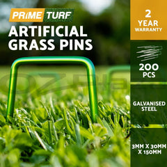 Prime Turf Artificial Grass 200pcs Synthetic Pins Fake Lawn Turf Weed Mat Pegs Joining Tape
