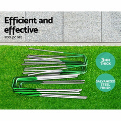 Prime Turf Artificial Grass 200pcs Synthetic Pins Fake Lawn Turf Weed Mat Pegs Joining Tape