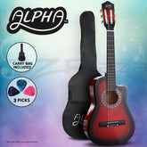 Alpha 34 Inch Classical Guitar Wooden Body Nylon String Beginner Kids Gift Red