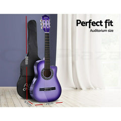Alpha 34 Inch Classical Guitar Wooden Body Nylon String Beginner Kids Gift Purple