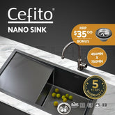 Cefito Kitchen Sink 75X45CM Stainless Steel Basin Single Bowl Black