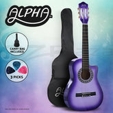 Alpha 34 Inch Classical Guitar Wooden Body Nylon String Beginner Kids Gift Purple