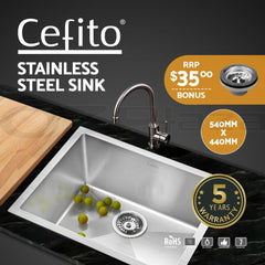 Cefito Kitchen Sink Basin Stainless Steel Under/Top/Flush Mount Bowl 510X450MM