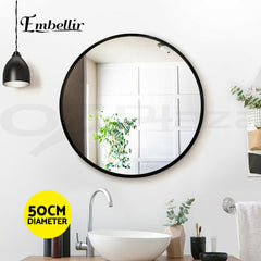Embellir Round Wall Mirror 50cm Makeup Bathroom Mirror Frameless