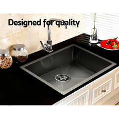 Cefito Kitchen Sink 70X45CM Stainless Steel Basin Single Bowl Black