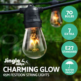 65m LED Festoon String Lights Outdoor Christmas Wedding Waterproof Garden Decor