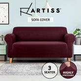 Artiss Sofa Cover Couch Covers 3 Seater Stretch Burgundy