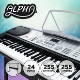 Alpha 61 Keys Electronic Piano Keyboard Digital Electric w/ Stand Beginner Silver