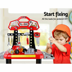 Keezi Kids Pretend Workbench DIY Tools 97 Piece Children Role Play Toys Red