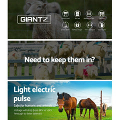Giantz Fence Energiser 8KM Solar Powered Electric 2KM Poly Wire