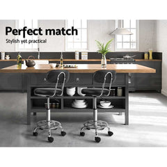 Artiss Salon Stool Swivel Chair Backrest Black