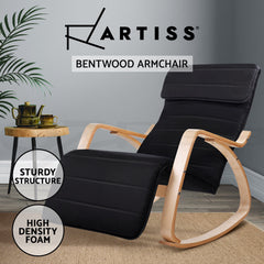 Artiss Rocking Armchair Footrest Nursing Black Afton