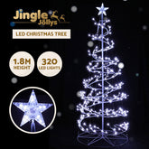 Jingle Jollys Christmas Tree 1.8m LED Xmas Cold White Lights Optic Fibre