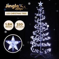 Jingle Jollys Christmas Tree 1.8m LED Xmas Cold White Lights Optic Fibre