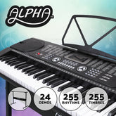 Alpha 61 Keys Electronic Piano Keyboard Digital Electric w/ Stand Beginner Black
