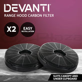Devanti 16cm Range Hood Carbon Charcoal Filters Replacement X2