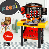 Keezi Kids Pretend Workbench DIY Tools 54 Piece Children Role Play Toys Black
