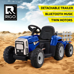Rigo Kids Electric Ride On Car Tractor Toy Cars 12V Blue