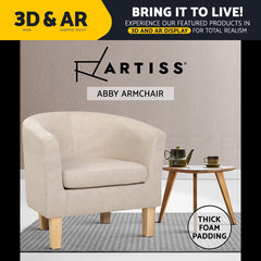 Artiss Armchair Lounge Chair Tub Accent Armchairs Fabric Sofa Chairs Beige