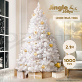Jingle Jollys Christmas Tree 2.1m 1000 White Tips Xmas Tree Decorations