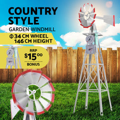 Garden Windmill 4FT 146cm Metal Ornaments Outdoor Decor Ornamental Wind Mill