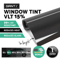 Giantz Window Tint Film Black Roll 15% VLT Home House 76cm X 7m Tinting Tools