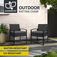 Gardeon 2PC Outdoor Dining Chairs Patio Furniture Rattan Lounge Chair Cushion Felix