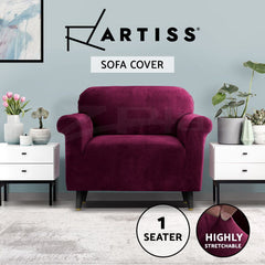 Artiss Sofa Cover Couch Covers 1 Seater Velvet Ruby Red