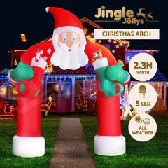 Jingle Jollys Christmas Inflatable Santa Archway 2.3M Outdoor Decorations Lights
