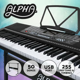 Alpha 61 Keys Electronic Piano Keyboard Digital Electric w/ Stand Sound Speaker