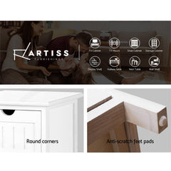 Artiss Bedside Table Bathroom Storage Cabinet 3 Drawers White