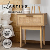 Artiss Bedside Tables Side Table Rattan Drawers Nightstand