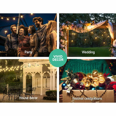 41m LED Festoon String Lights Outdoor Christmas Decorations Wedding Garden Party