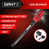 Giantz 20V Cordless Leaf Blower Garden Lithium Electric Battery Nozzles 2-Speed