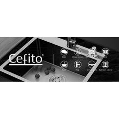 Cefito Kitchen Sink 55X45CM Stainless Steel Basin Single Bowl Extra Hole Silver