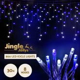 20M Christmas Lights Icicle Light 800 LED Blue White Decor Jingle Jollys