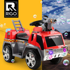 Rigo Kids Electric Ride On Car Fire Engine Fighting Truck Toy Cars 6V Red